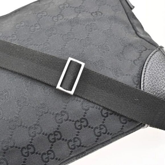 GUCCI Logo GG Pattern Shoulder Bag Canvas Leather Black SHW Italy 35MA141 - Picture 8 of 15